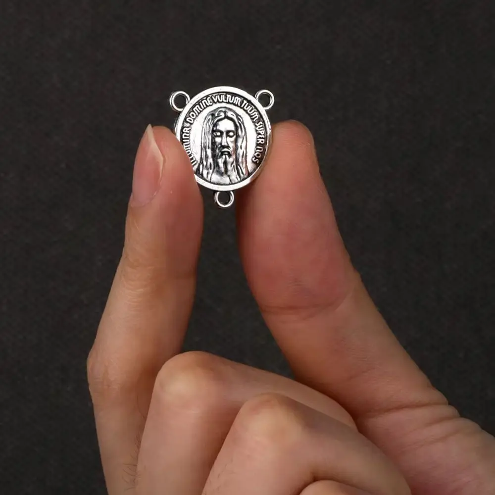 Diyalo 30 Stück 3-Loch IHS Christogramm Religiöser Christus Jesus Heiliger Rosenkranz Verbinder für DIY Rosenkranz Halskette Schmuckherstellung Teile