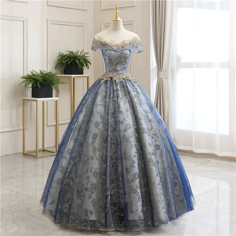 

New Colorful Performance Dress Elegant Host Annual A-Line Floor-Length Formal Evening Dresses Appliques Tulle Ball Gowns
