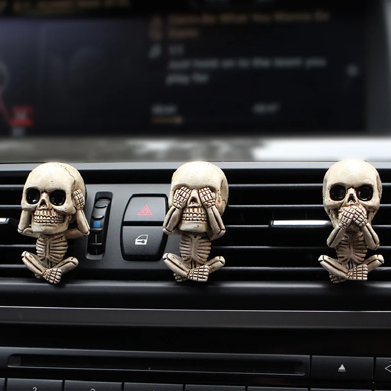 

Car Accessories Interior for Halloween Skull Decor Car Air Vent Clip, Cute Goth Skeleton Car Scents Decorations