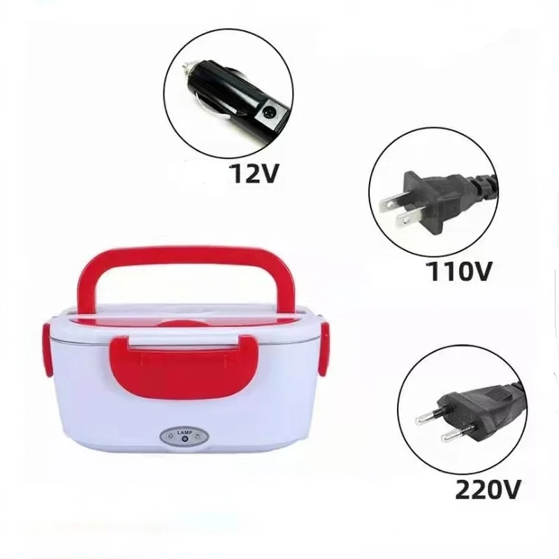 with 12V Car Plug / 110V US Plug Portable Electric Heated Heating Lunch Box  Rice Food Container Food Warmer