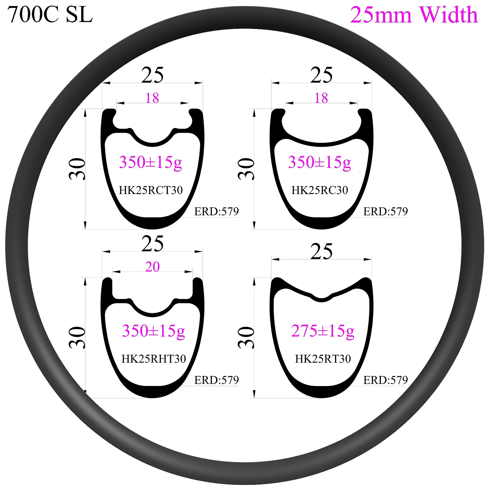 

Super light T800 700C Symmetry Carbon Rim width 25mm Depth 30 mm Tubeless Clincher Road bicycle carbon rim