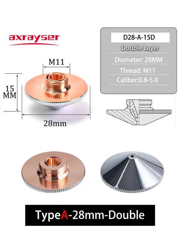All Types Laser Nozzles Fiber Cutting Machine Double/Single Dia.28/D32mm for Raytools Precitec WSX HSG Bodor HANS Laser Head - Image 7