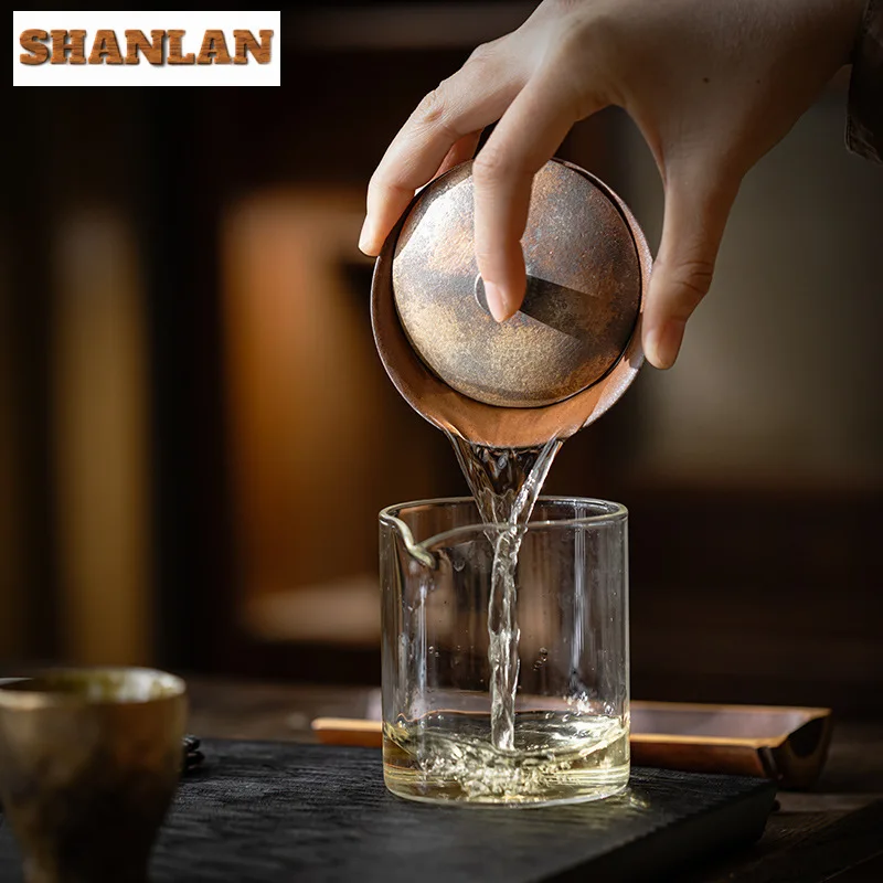 110ml Burning Silver Foil Kiln Change Gaiwan Handmade Coarse Pottery Tea Tureen Household Tea Making Cover Bowl Teaware Gift