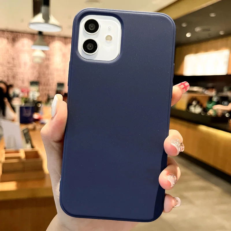 Luxury Soft Silicone Matte Shockproof Phone Case - Solid Color Cover