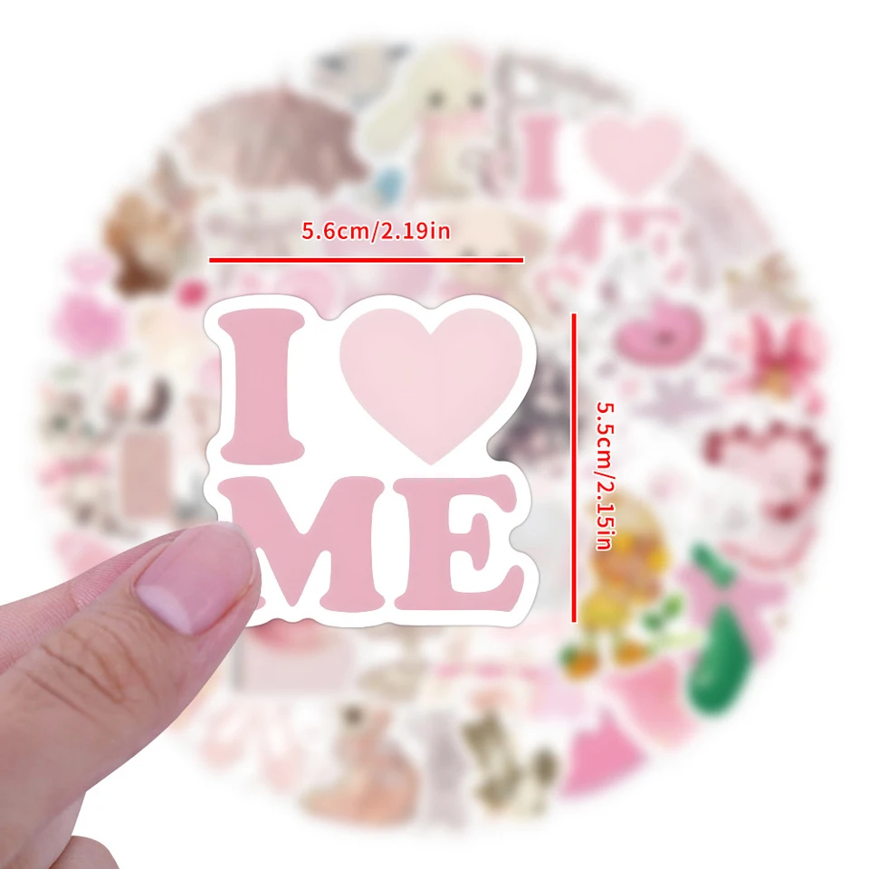 120 Adesivi Estetici Rosa Coquette: PVC Impermeabile Per Laptop, Bottiglie, Kawaii
