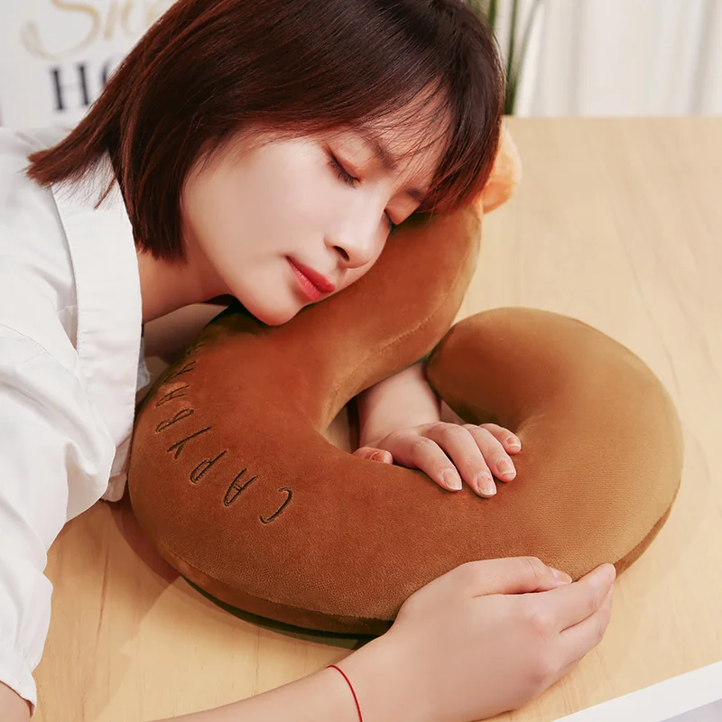 50cm Question Mark Plush Capybara Pillow Stuffed Brown Pink Cartoon Animal Head Neck Support Pillow Nap Plushie Gift 6
