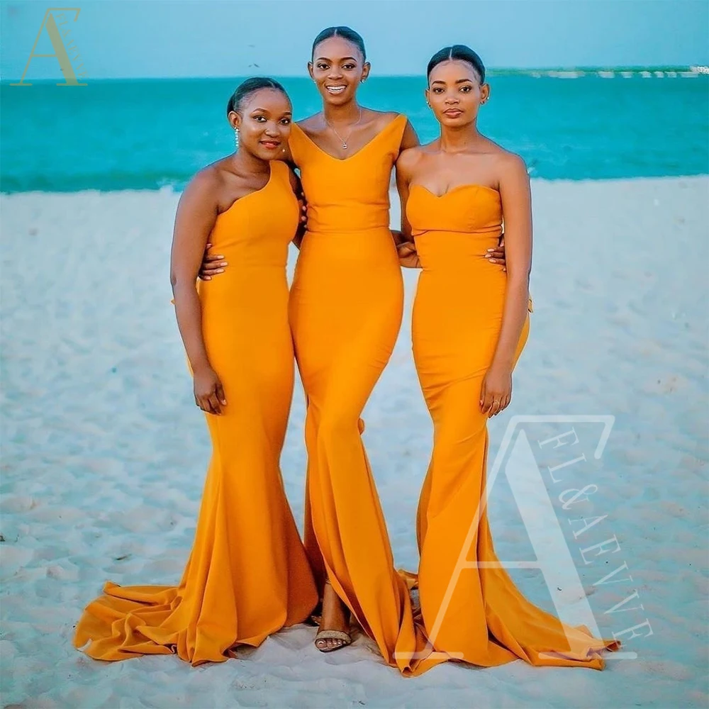 

Длинное желтое атласное платье, женское платье для свадьбы, милое платье-Русалка для гостей свадьбы, женское платье, халаты подружки невесты