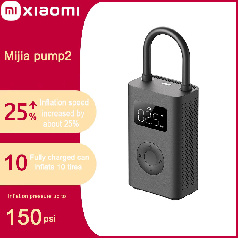 Xiaomi Mijia Air Pump 2nd Generation 25% Boost Mini Portable Electric Air Compressor 150PSI Multi-function Tire Inflator Type-C