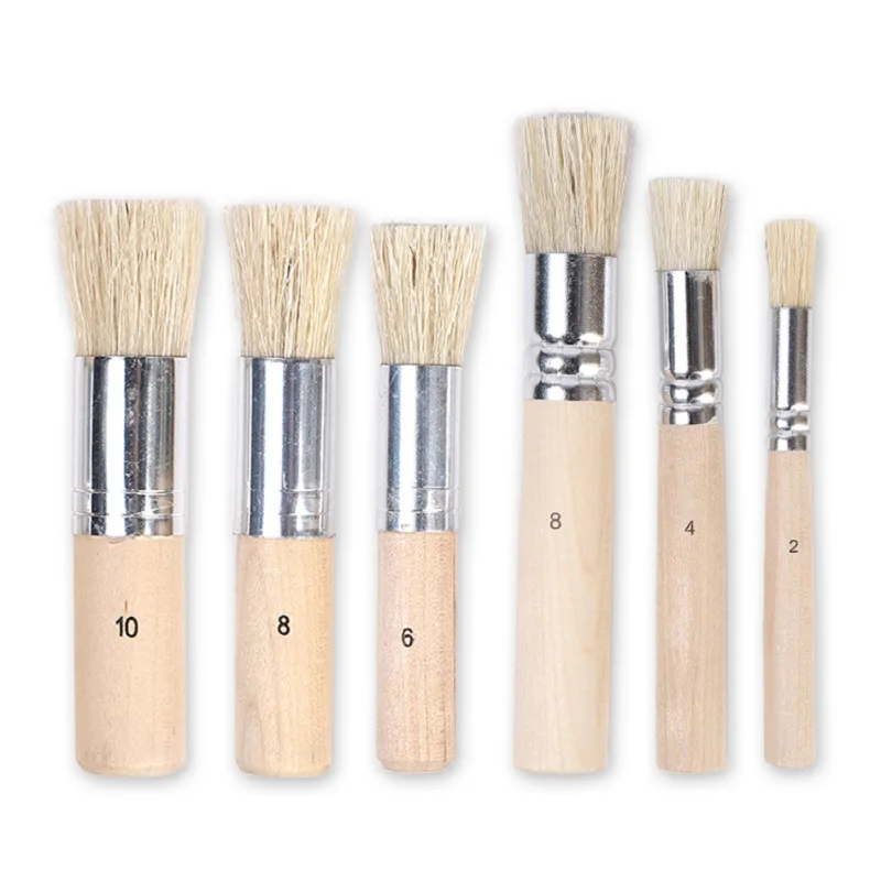 6Pcs Student Professional Art Supplies Wooden Handle Watercolor