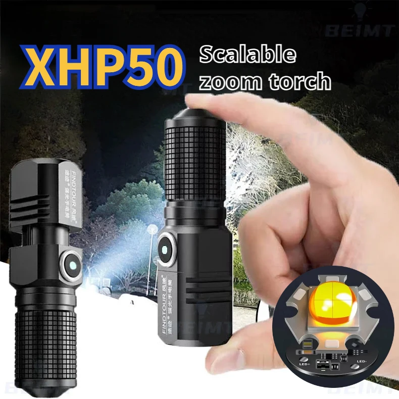 

XHP50 Super Bright LED Flashlight USB Mini Torch Rechargeable Zoom Fishing Lantern Powerful 3 Lighting Mode for Hiking Camping