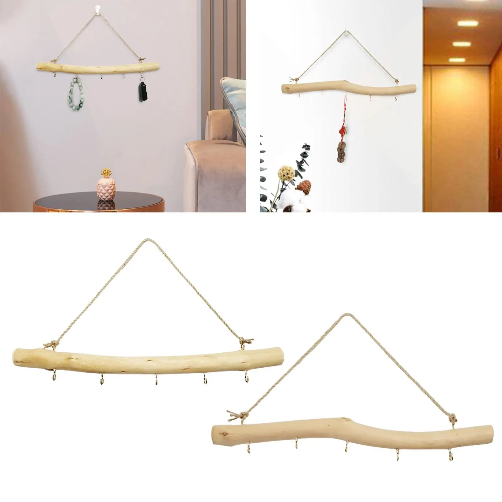 39cm Driftwood Branch Hooks, Branch Hangers, Decorative Floating Wall Shelves, 2