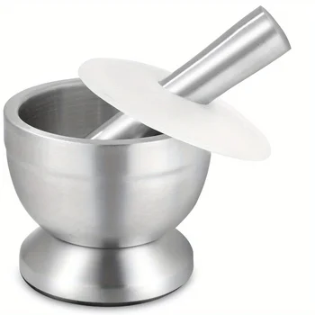 Stainless Steel Mortar and Pestle Set – Silicone Lid 1