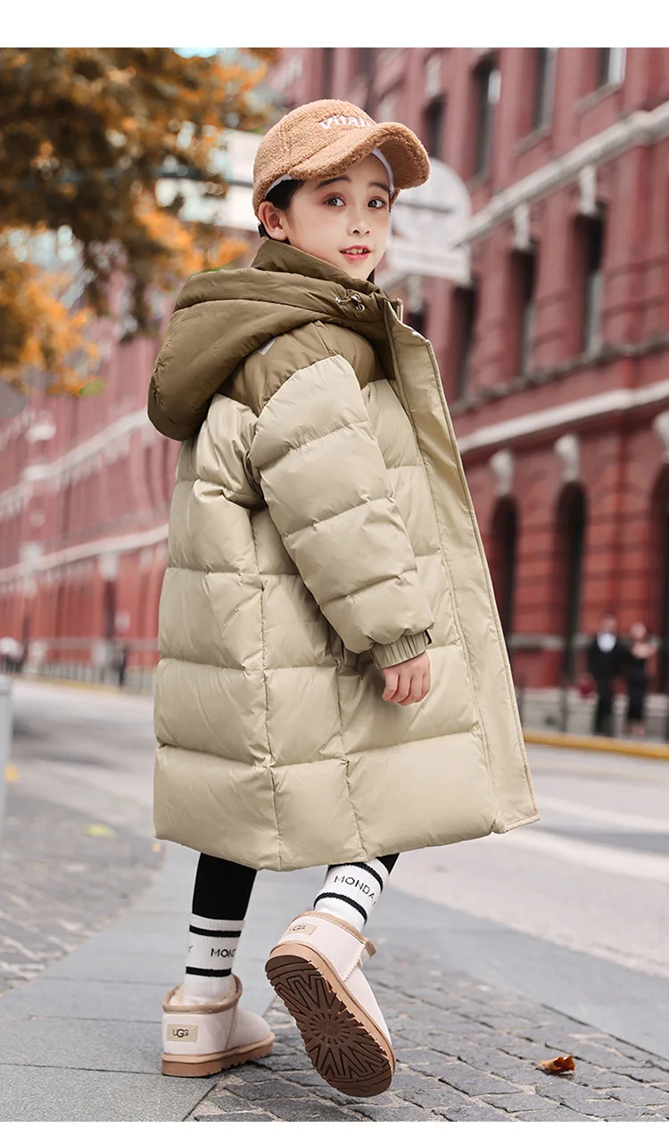OLEKID Winter-Daunenjacke für Jungen, 80 % weiße Entendaunen, dick, warm, lang, für Teenager, Jungen, Mantel, 6–14 Jahre, Kinder, Jungen-Parkas, Oberbekleidung – Detail 10