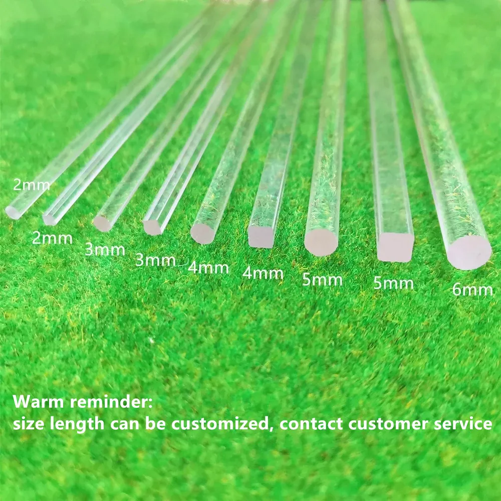 10 PCS acrylic Square round transparent organic glass rod multi size length 25 cm DIY Length can be customized 5