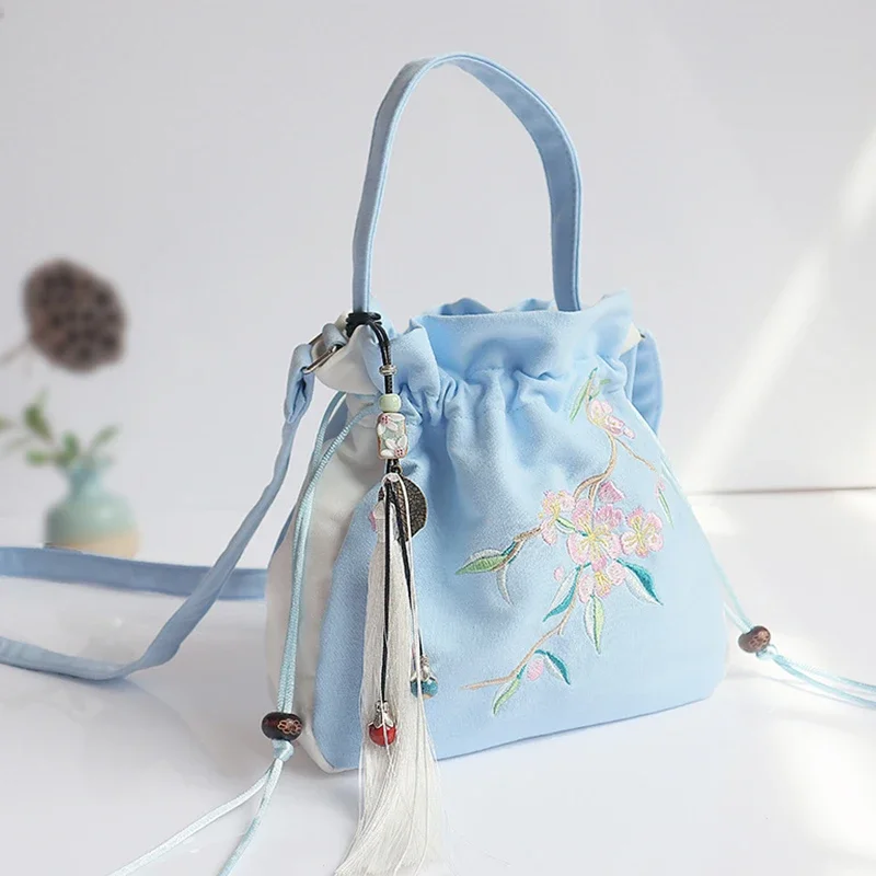 Tsffae Borse da Sera Ricamate in Stile Cinese Borsa Cheongsam Stile Antico Borsa Vintage con Nappa e Ciondolo per Donna