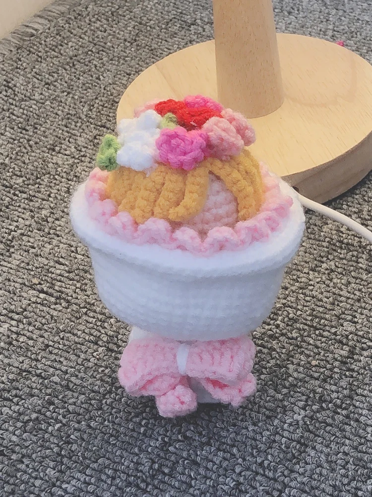 White Knitted Flower Bridal Dr Doll Handmade DIY Yarn Wedding Bouquet Transformation Crt Cotton Tead Fabric Accories