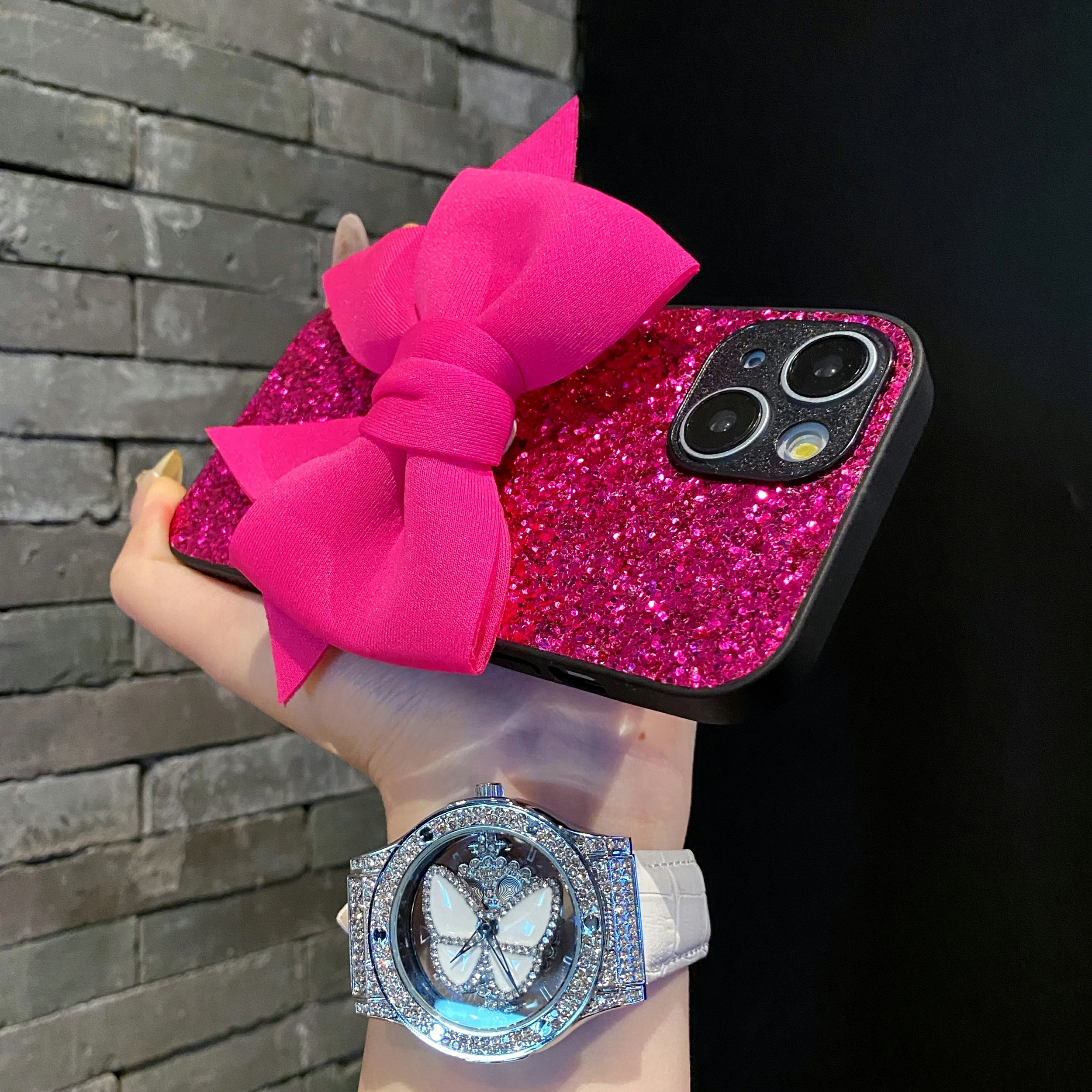 Cute 3D Bowknot Glitter Phone Case - Lovely Shockproof Soft Cover