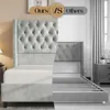 Queen Size Platform Bed Frame Velvet Upholstered Beds with Nailhead Trim Wingback Headboard 51.6" Tall, Queen Bed Frame 6