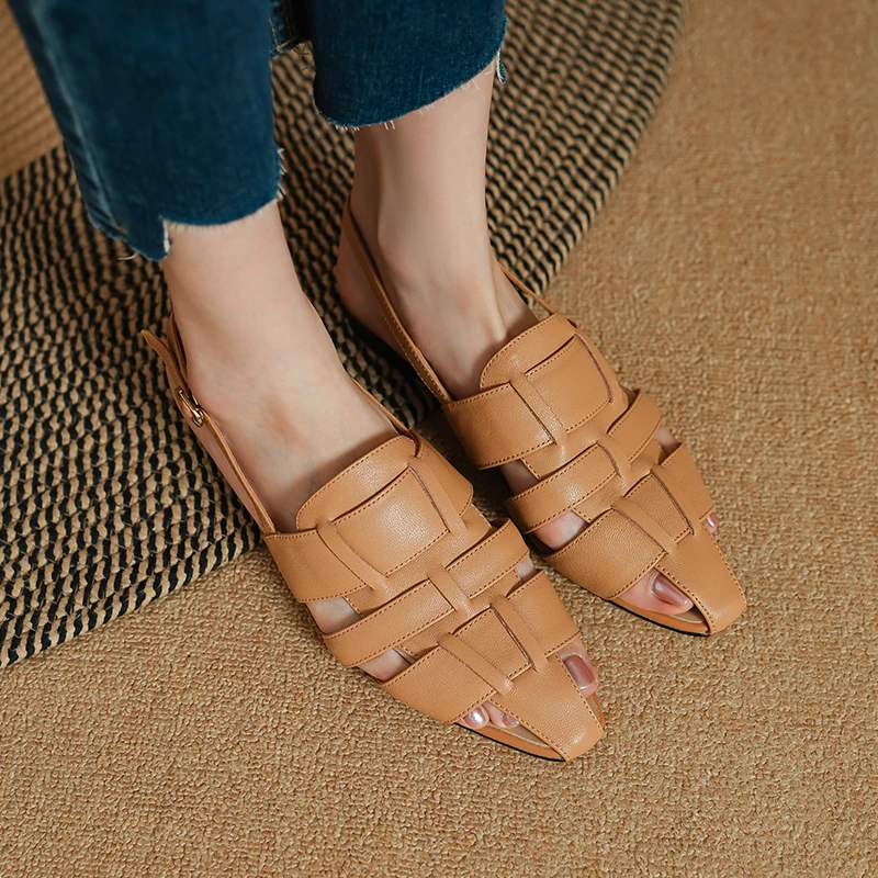 2025 New Summer Women Sandals Genuine Leather Shoes for Women