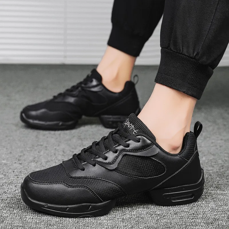 Modern Dance Shoes Men's Soft Soles Student Dance Shoes Square Dancing Sports Competitions Mesh Surface Anti Slip Sneakers