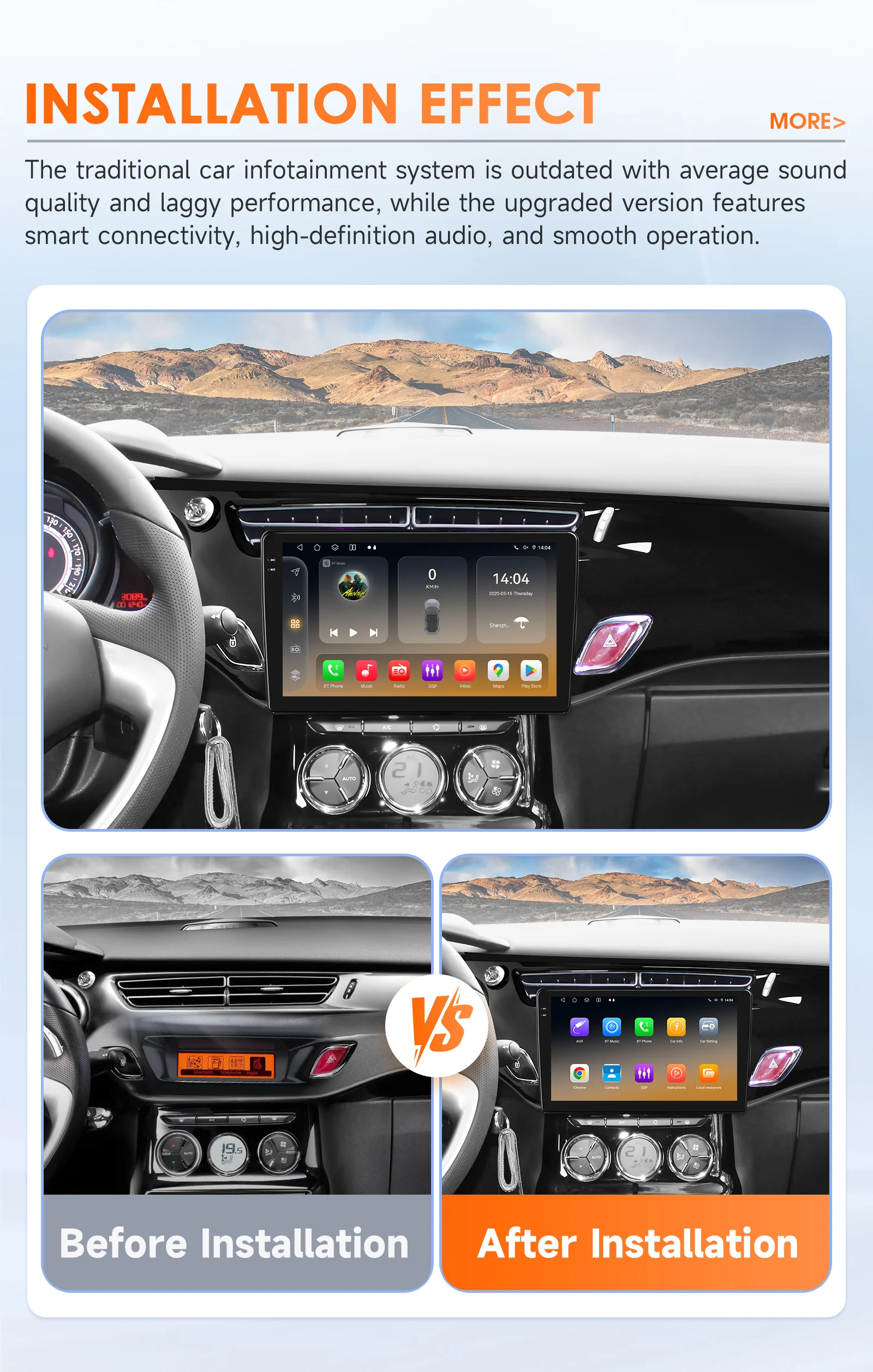 360-Grad-Kamera Android14 Autoradio für Citroen C3 DS3 2010-2016 Auto-Multimedia-Player CarPlay Android Auto 2Din Stereo 6115 – Detail 4
