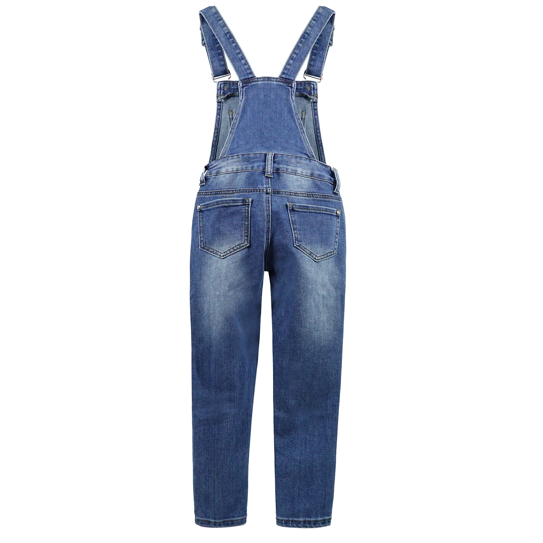 KIDSCOOL SPACE Boy Girl Overall, Large Pockets Soft Washed Denim Jumpsuit,Blue