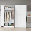 Wardrobe Closet with 2 Doors, 72" Metal Clothing Storage Cabinets with Hanging Rod, Bedroom Armoires Laundry Room and Office Cl 1