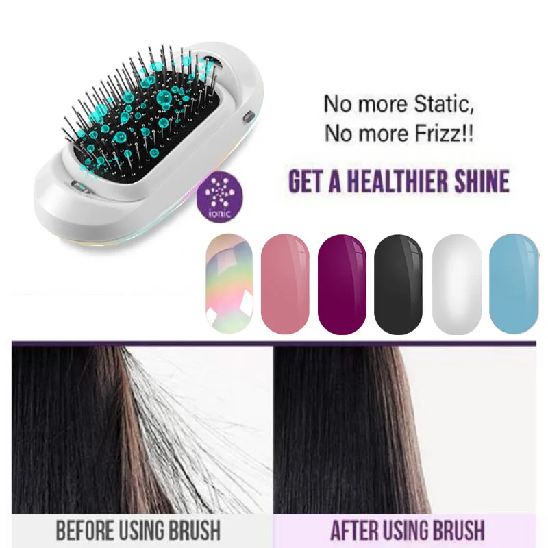 2024 NEW Unique Anti-static Ionic Hair Brush Protable Vibration Comb Negative Scalp Massager For Home Travel Styling Accessories 360 ° whole house air purifier hepa negative ion formaldehyde pet hair dust haze 99 99% filtration car mini rechargeable