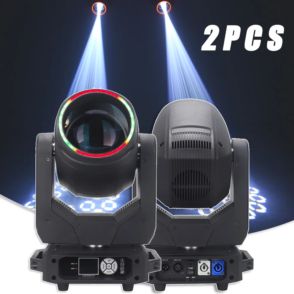 2PCS/LOT LED 200w RGB Beam Spot Moving Head Rainbow Effect Wash Strobe Wedding Party Stage Lighting With Neon Dj Disco DMX Lamp