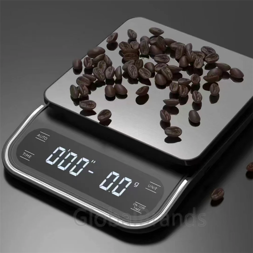 

Digital Scale Waterproof Kitchen Electronic Coffee Scale USB Charge Measuring Tools LED Display 3KG/0.1g with Timer Auto Timing