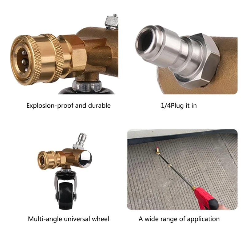 

Undercarriage Cleaner Swivel Wheel for Pressure Washer Underbody Car Washer 1/4Inch Quick Connector Replacement
