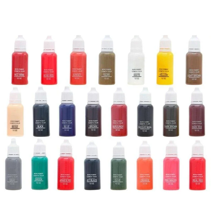 Permanent Makeup Color Eyebrow Dye 1pcs 15ml Plant Tattoo Ink Microblading Pigments Tattoos Eyebrow Lips 23 Color for Choose tattoo ink tattoo ink pigment