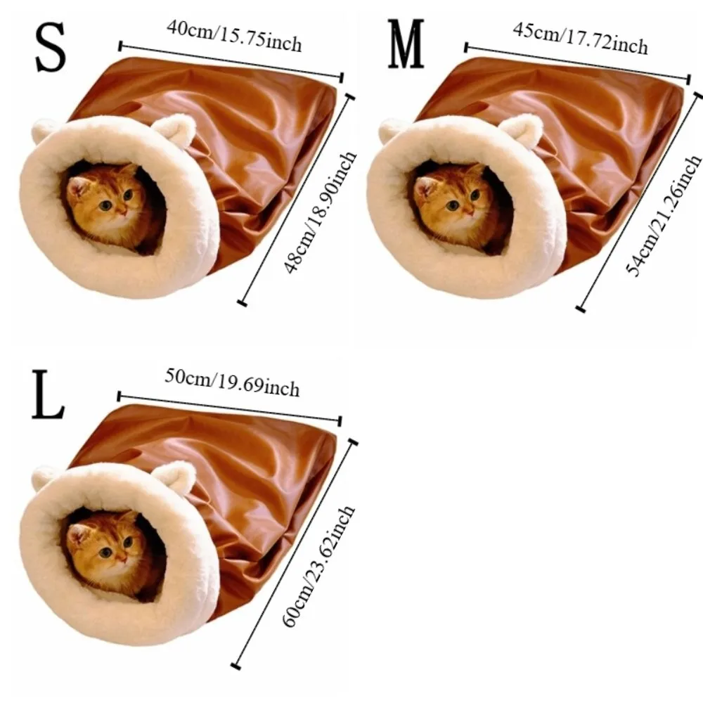 Fluff Pocket Shape Warm Cat Sleeping Bag Comfortable Winter Pet Bed Self-Warming Semi-Enclosed Puppy Cave for Cats Puppy