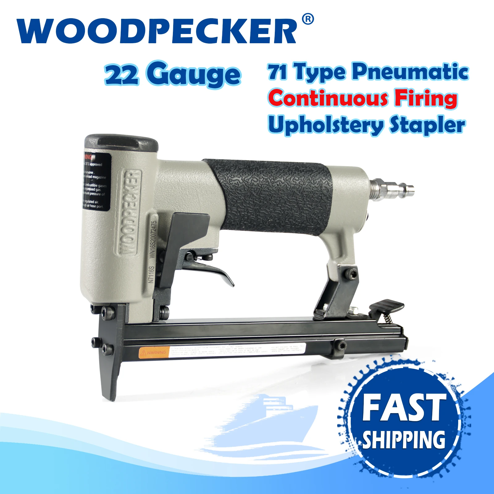 WOODPECKER N7116S 22 Gauge Pneumatic Continuous Firing Upholstery