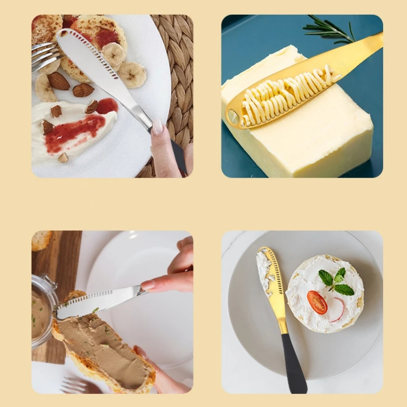 Multifunction Butter Knife With Hole Cheese Dessert Jam Knife Stainless Steel Cutlery Tool Kitchen Toast Bread Tableware