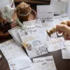 50pcs vintage long strip tickets tearable white kraft paper sticky notes notebook DIY handmade material scrapbook 1