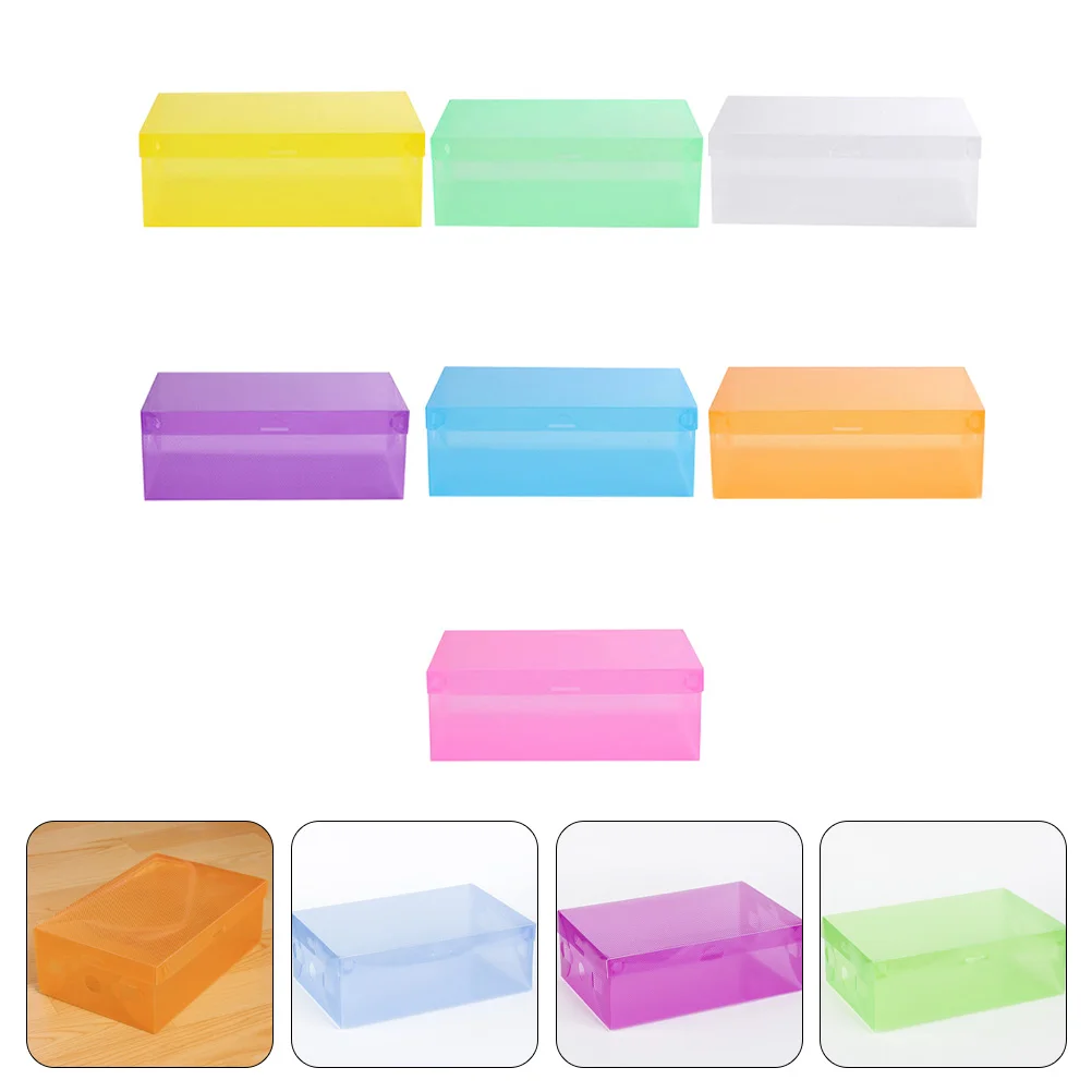 

7Pcs Shoe Storage Cases Foldable Stackable Shoe Boxes Transparent Storage Boxes