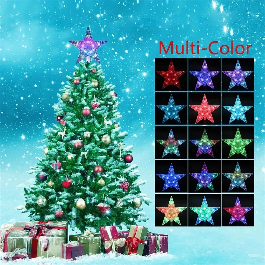 Christmas Tree Topper Star Light Decor 16 Color Changing Remote Controller Multicolor LED Christmas Star USB Powered Xmas Gift 4