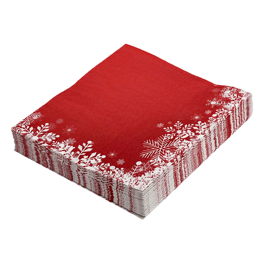 Paper Napkins 20 Sheets Winter Christmas Napkins Red Decorations Paper Holiday Bathroom Hand Towels