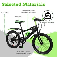 20 pouces noir, vert enfant vélo de ville 7 vitesses enfants VTT Double frein à disque vélo pour enfants 4.26 à 4.9 pieds de haut 4