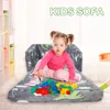Kids Sofa Toddlers Sofa with Blanket Glow in The Dark Kids Couch Fold Out Toddlers Play Couch Mini Dinosaur Couch 4