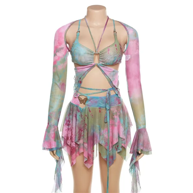 Butterfly Crop Top and Skirt Set 47