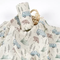 HappyFlute New Digital Print 120*110CM Bamboo Cotton 2Layer Super Soft Muslin Swaddle High Quality Wrap For Newborn Bath Wipe 1