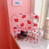 Clear Makeup Bag Fashion Transparent Travel Portable Mini Wash Storage Bags Strawberry Flower Print Women Zipper Cosmetic Bag 5
