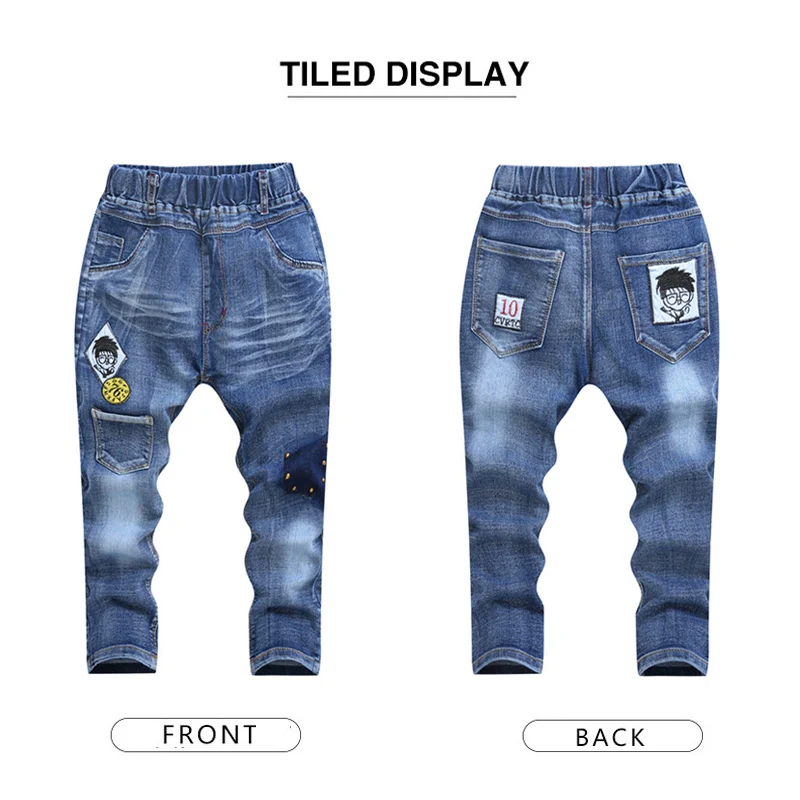 Kids Pants Boys Jeans IENENS Fashion Boys Jeans Spring Autumn Long Pants Young Boy Straight Denim Trousers Elastic Waist Pants Cowboy Plus Size
