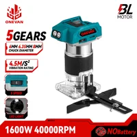 ONEVAN 1600W Brushless Electric Trimmer 5 Gears Cordless Woodworking Engraving Slotting Milling Router For Makita 18V Battery 1