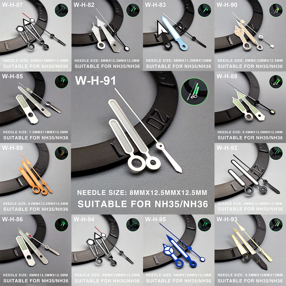 Green/Blue Luminous Watch Hands Pointer For NH36/NH35 Automatic Movement Modified 3Pin Needles Watches Accessories