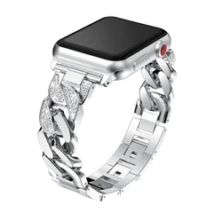 Sleek Aluminum Alloy Smartwatch Bracelet Strap for 38mm 40mm 41mm (Silver)