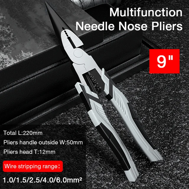 6''8''9'' Multifunction Pliers Set Combination Pliers Stripper/Crimper/Cutter Heavy Duty Wire Pliers Diagonal Pliers Hand Tools 9INCH Mul