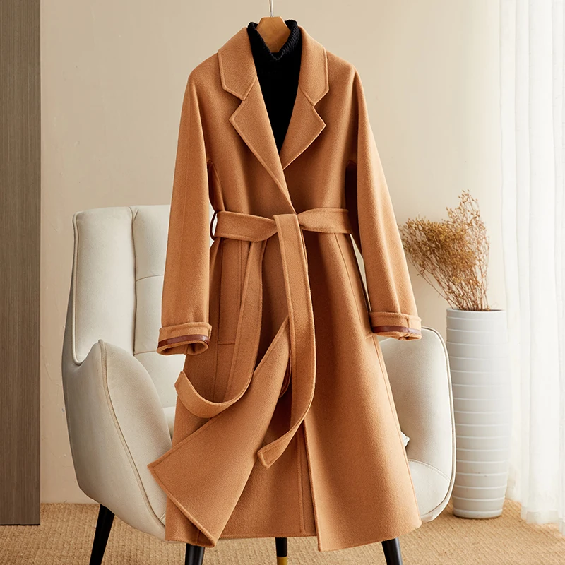 

Live room welfare double-sided wool coat medium length